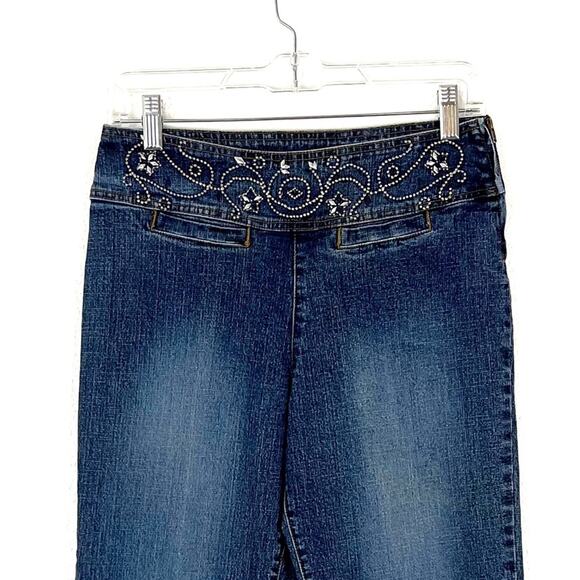 Vintage Jeans LA Blues Embellished Waist Flare Wide Leg Side Zip Y2K - Picture 3 of 10